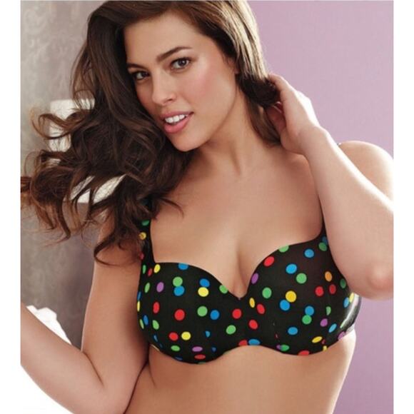 Cacique Lane Bryant Polka Dot Multi Color Underwire Bra Plus Size 44DDD - Picture 1 of 7